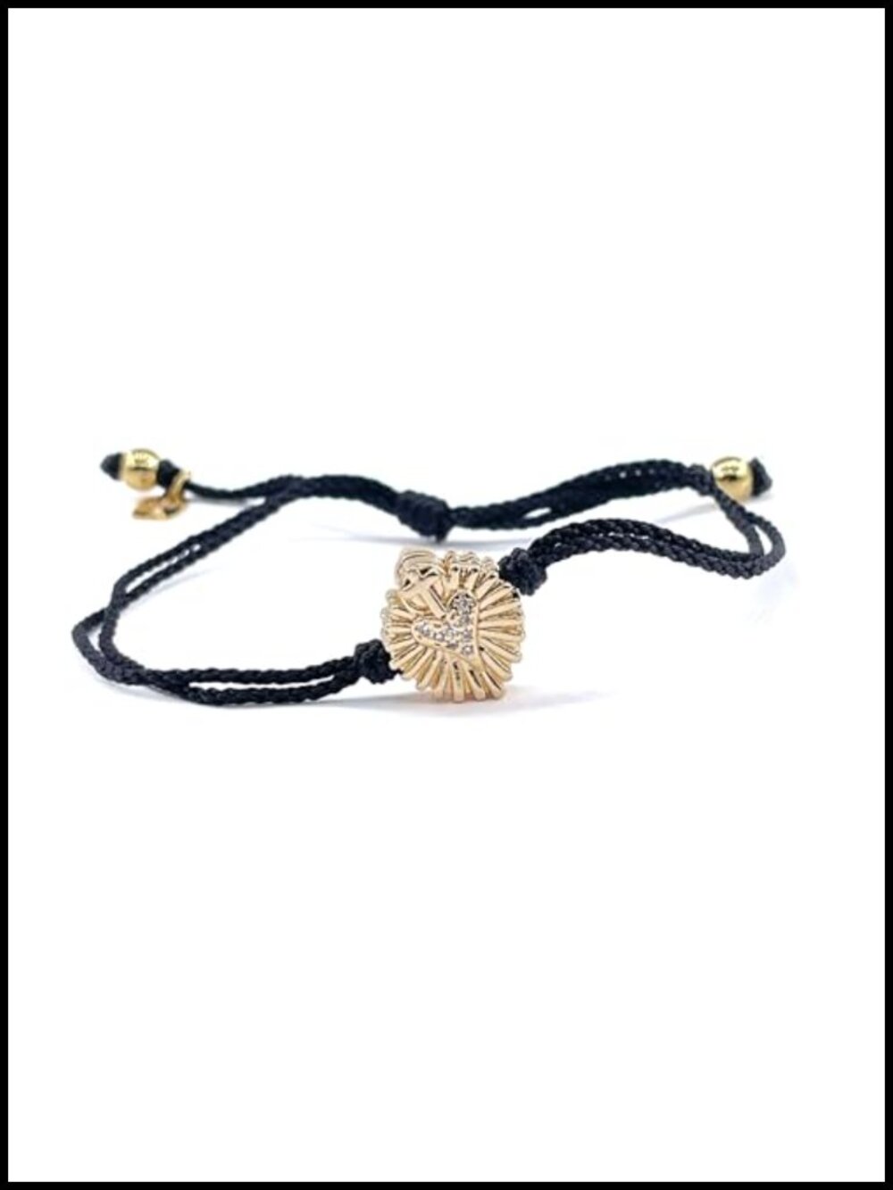 Handmade Adjustable Religious Bracelet with 18k Gold-Plated Sacred Heart Charm